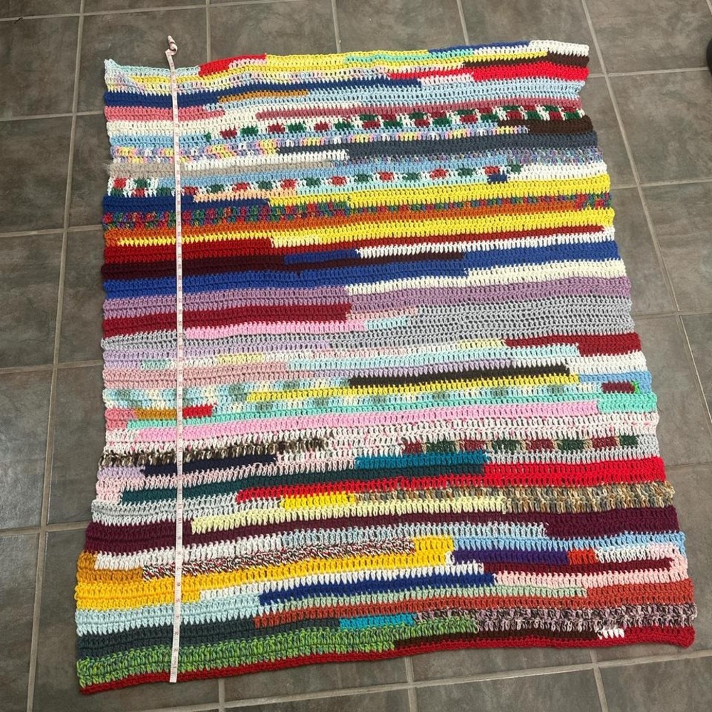 Multi-colored crochet blanket‎